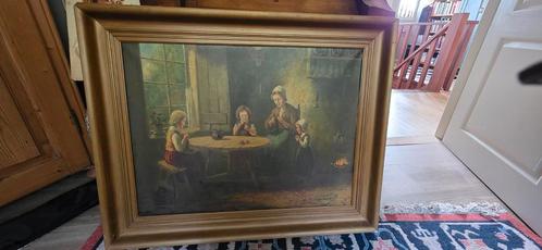 P. Verberghem Schilderij - Familie Scène, Antiek en Kunst, Kunst | Schilderijen | Klassiek, Ophalen