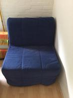Slaapbank/stoel Ikea Lycksele blauw, Huis en Inrichting, Slaapkamer | Slaapbanken, Ophalen, Eenpersoons, Blauw, Zo goed als nieuw