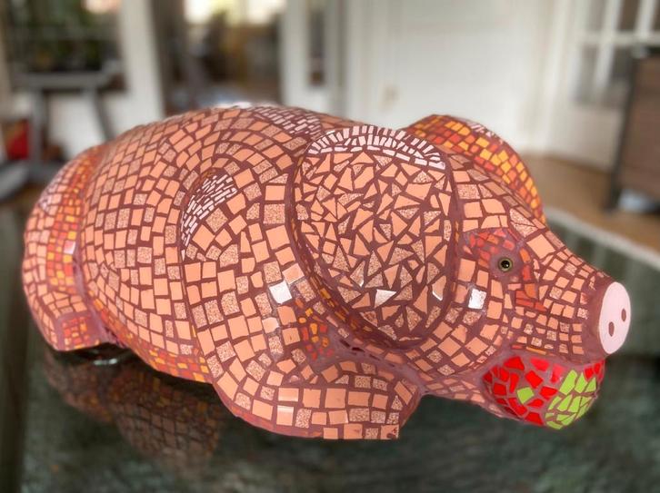 Mozaïek kunstwerk Varkentje met Appel, Huis en Inrichting, Woonaccessoires | Overige, Ophalen