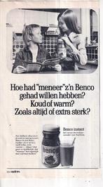 Retro reclame 1975 Nutricia Benco chocoladedrankje frisdrank, Ophalen of Verzenden