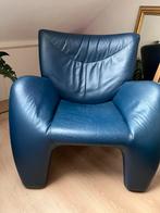 Leolux fauteuil blauw, Huis en Inrichting, Ophalen, Zo goed als nieuw, 50 tot 75 cm, Leer