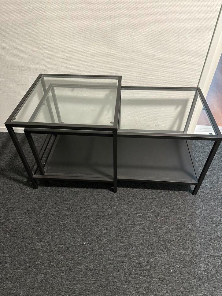 VITTJSÖ, Huis en Inrichting, Tafels | Bijzettafels, Zo goed als nieuw, Vierkant, 45 tot 60 cm, Minder dan 55 cm, Glas, Ophalen