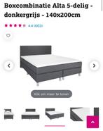 Boxspring Alta 140x200 - Donkergrijs, Ophalen, Tweepersoons, 140 cm, Zo goed als nieuw