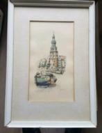 Litho met aquarel montelbaanstoren Amsterdam Henk Hoefman, Ophalen