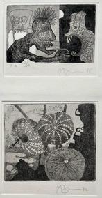 2 etsen Jan Bernard Meinen in passe-partout, Verzenden