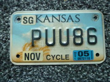 Motor licenseplate / motorkentekenplaat Kansas USA beschikbaar voor biedingen