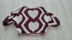 Bordeau Rood Wit Korte Trui met Hartjes Maat M, Ophalen of Verzenden, Zo goed als nieuw, Maat 38/40 (M), Wit