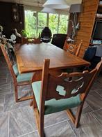 Antieke robuuste eiken eethoek, eettafel 4 vier stoelen, Huis en Inrichting, Gebruikt, 100 tot 150 cm, Eikenhout, Vier personen