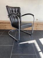 Gispen 412 GE , chroom, frame, donkerbruin leder, Huis en Inrichting, Fauteuils, Design, 75 tot 100 cm, Zo goed als nieuw, Leer