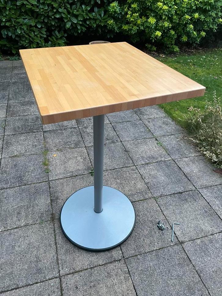 Statafel / bartafel 60x70, houten blad, Huis en Inrichting, Tafels | Statafels, Zo goed als nieuw, Ophalen