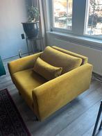 Mosterd oker gele stoffen fauteuil riant zitkamer, Huis en Inrichting, Fauteuils, Ophalen, 75 tot 100 cm, Zo goed als nieuw, 75 tot 100 cm