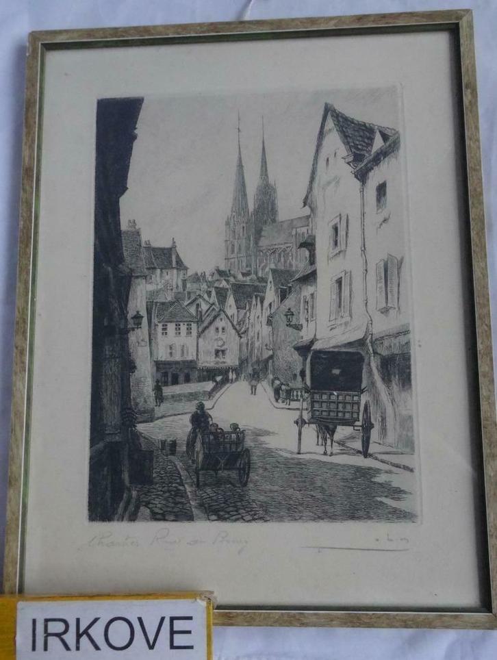ETS SFEERVOL STRAATJE IN FRANKRIJK * Gesigneerd *, Antiek en Kunst, Kunst | Etsen en Gravures, Verzenden