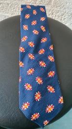 Maison de Bonneterie Blauwe Stropdas met Gekleurde Bloemen, Ophalen of Verzenden, Blauw