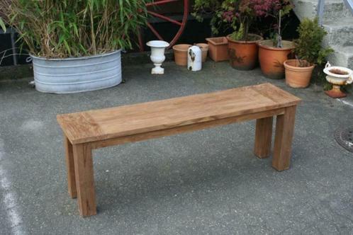 Recht Bankje stoer geborsteld Teakhout, v.a. 100cm, stevig !, Tuin en Terras, Tuinwanddecoratie, Nieuw, Ophalen of Verzenden