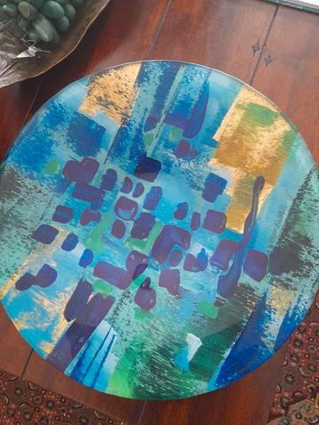 Decoratieve Schaal - Abstract Patroon Blauw/Groen/Goud beschikbaar voor biedingen