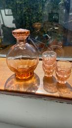 Vintage art deco likeurset karaf roze glaswerk, Antiek en Kunst, Antiek | Glas en Kristal, Ophalen of Verzenden