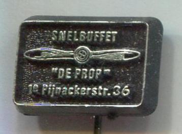 Snelbuffet DE PROP zilver op zwart plastic speldje( J_163 ) beschikbaar voor biedingen