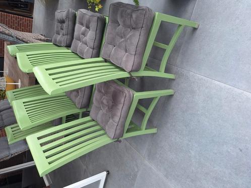 7 teakhouten eetkamerstoelen, Huis en Inrichting, Stoelen, Gebruikt, Overige kleuren, Ophalen