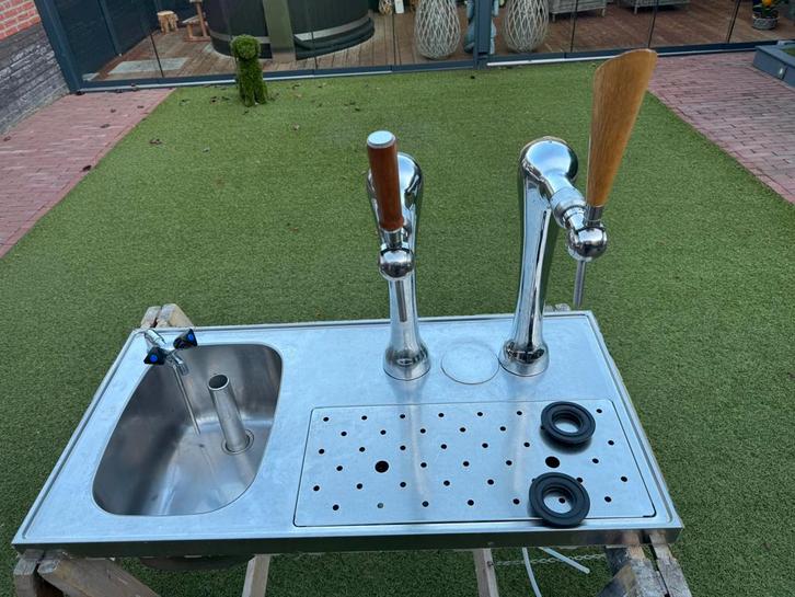 Lekblad met spoelbak,biertap, thuistap,tapkraan, mancave bar, Hobby en Vrije tijd, Feestartikelen, Zo goed als nieuw, Ophalen