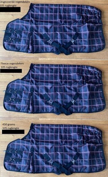 Set van 3 waterdichte dekens zwart Maat 105 ruglengte beschikbaar voor biedingen