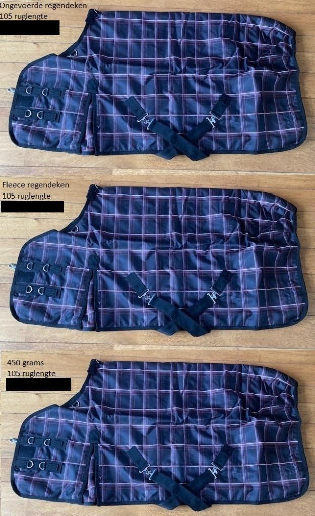 Set van 3 waterdichte dekens zwart Maat 105 ruglengte, Dieren en Toebehoren, Paarden en Pony's | Dekens en Dekjes, Nieuw, Deken