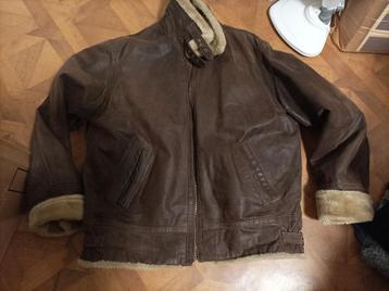 Saki gevoerde leren bomber jas maat L/XL  beschikbaar voor biedingen