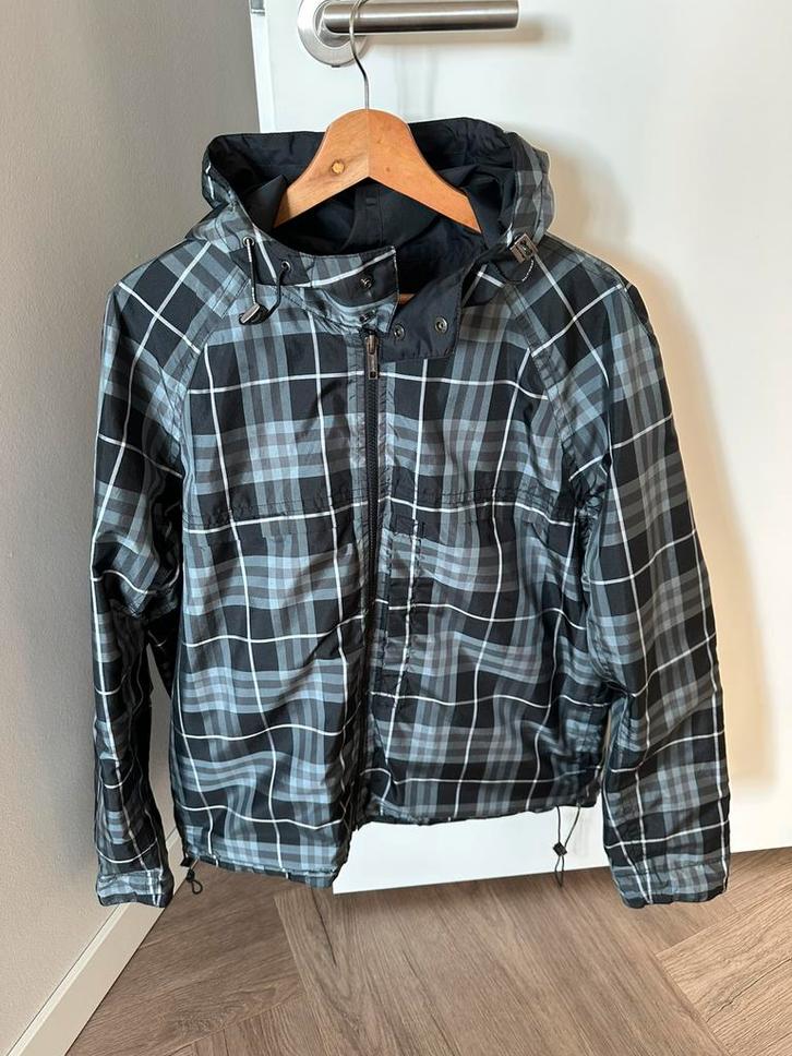 Burberry reversible jas met capuchon / Maat L, Kleding | Heren, Jassen | Zomer, Zo goed als nieuw, Maat 52/54 (L), Zwart, Ophalen of Verzenden