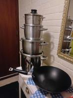 Pannenset, Huis en Inrichting, Keuken | Potten en Pannen, Gebruikt, Pannenset, Ophalen of Verzenden, Rvs