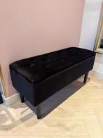JYSK BADSTED Opberg Bank Poef / Zwart Fluweel, Ophalen, Minder dan 50 cm, 75 tot 100 cm, Zo goed als nieuw