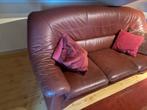 Mooie Bordeaux Rode leren bank 3-zit + 2 fauteuil, Huis en Inrichting, Banken | Bankstellen, Ophalen, Gebruikt, Driepersoons, Leer