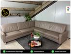 GRATIS LEVERING Hoekbank Leer Taupe 280x280 GEREINIGD, 250 tot 300 cm, Hoekbank, Leer, Ophalen of Verzenden