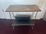 Vintage Lectuur tafel bijzettafel, Minder dan 55 cm, Gebruikt, Rechthoekig, Hout