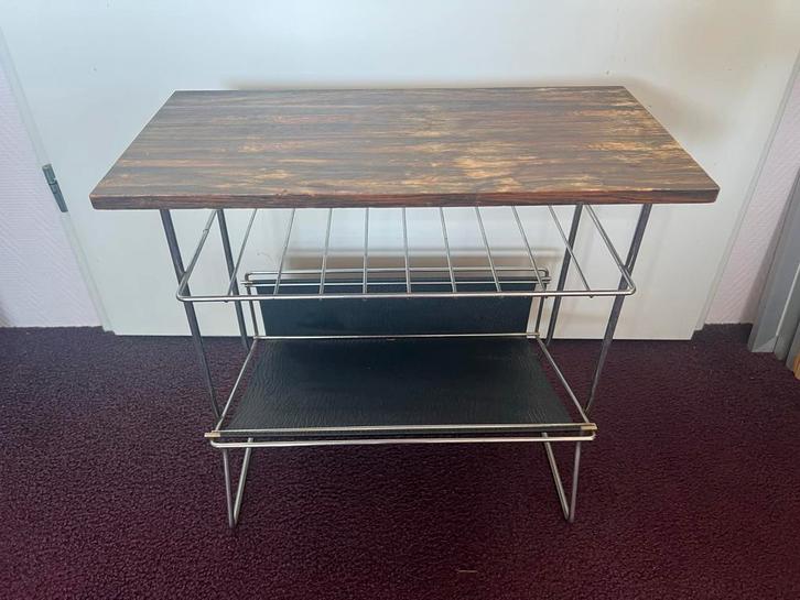 Vintage Lectuur tafel bijzettafel, Huis en Inrichting, Tafels | Bijzettafels, Gebruikt, Rechthoekig, 45 tot 60 cm, Minder dan 55 cm