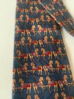 Zijden stropdas met paarden embleem, Ophalen of Verzenden, Zo goed als nieuw, Blauw, Met patroon