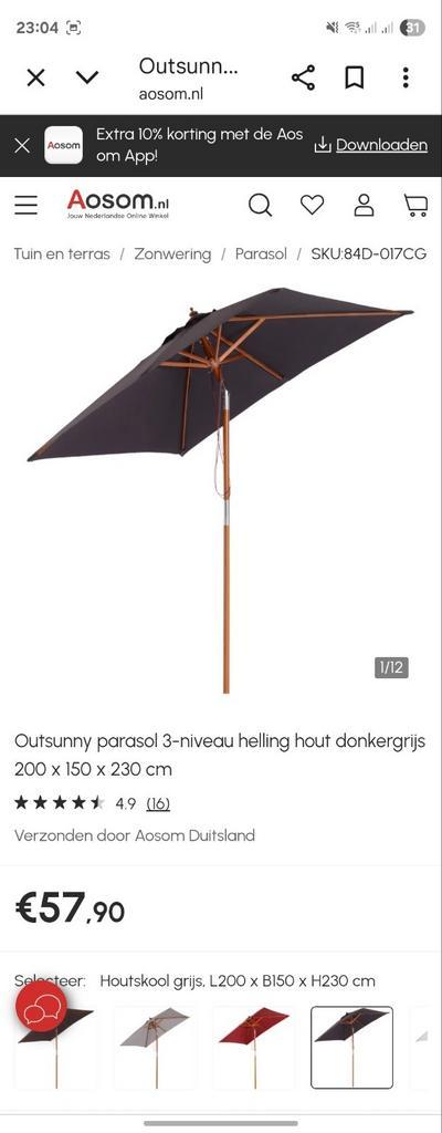 Parasols nieuw In doos, Tuin en Terras, Parasols, Nieuw, Parasolvoet, Minder dan 1 meter, Ophalen of Verzenden