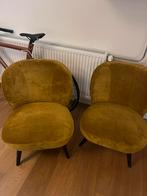 2 fauteuils velvet geel, Huis en Inrichting, Stof, Zo goed als nieuw, Ophalen