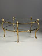 Vintage Messing Salontafel, Ophalen, Gebruikt, 100 tot 150 cm, 50 tot 100 cm