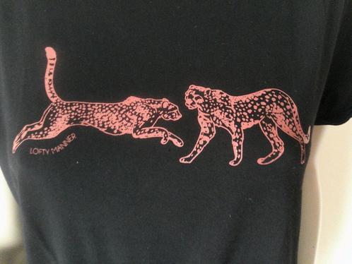 LOFTY MANNER zwart shirt met panters L, Kleding | Dames, T-shirts, Gedragen, Maat 42/44 (L), Zwart, Korte mouw, Verzenden