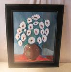Mooi Geschilderd Werk 'Witte Bloemen in Pot' - 62x52, Antiek en Kunst, Kunst | Schilderijen | Klassiek, Ophalen of Verzenden