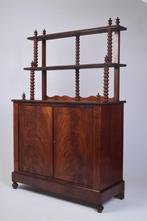 Victoriaans / Franse Buffetkast Waterval Etagere Mahonie, Gebruikt, 200 cm of meer, Ophalen of Verzenden, Met deur(en)