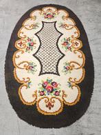 Vintage ovaal wol Smyrna tapijt floral Retro 116x204cm, Gebruikt, 100 tot 150 cm, Onbekend, 200 cm of meer