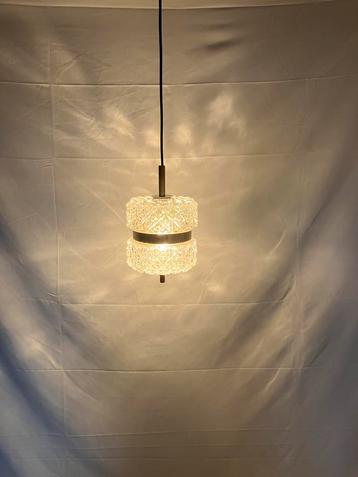Vintage Austrolux kristallen glazen hanglamp MCM design beschikbaar voor biedingen