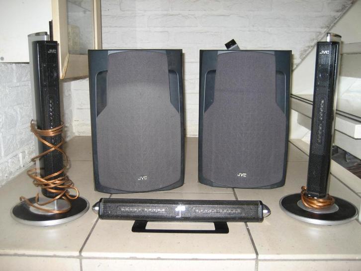 Jvc 5 delige stereo luidsprekersset, Audio, Tv en Foto, Luidsprekers, Zo goed als nieuw, Surroundset zonder subwoofer, 60 tot 120 watt