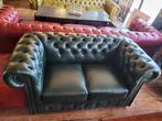 Bank echt leer chesterfield 2 zits 1,70 m breed, Ophalen, 150 tot 200 cm, Leer, Rechte bank