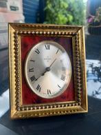 ANTIEK BRONZEN KLOKJE UTI 8 SWIZA PRIMA LOPEND MET STANDAARD, Antiek en Kunst, Ophalen of Verzenden