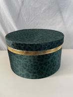 Grote Vintage Hoedendoos – Groen Fluweel met Panterprint, Ophalen of Verzenden, Huis en Inrichting