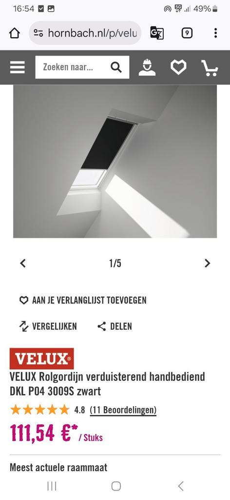 Velux dakraam rolgordijn 2 stuks, Huis en Inrichting, Stoffering | Gordijnen en Lamellen, Zo goed als nieuw, Minder dan 100 cm