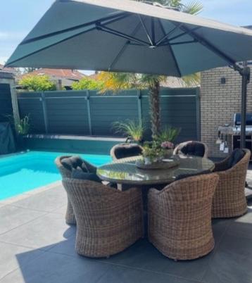 tuinset met 6 royale fauteuils nu met gratis draaiplateau  beschikbaar voor biedingen