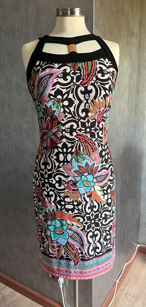 Joseph Ribkoff 40 zomerjurk Zwart jurkje kleedje rood oranje, Kleding | Dames, Jurken, Zo goed als nieuw, Maat 38/40 (M), Overige kleuren
