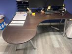 Gebruikte Bureau - Donkerbr. 150 en 80 diep - 160 cm breedte, Ophalen, Gebruikt, Bureau